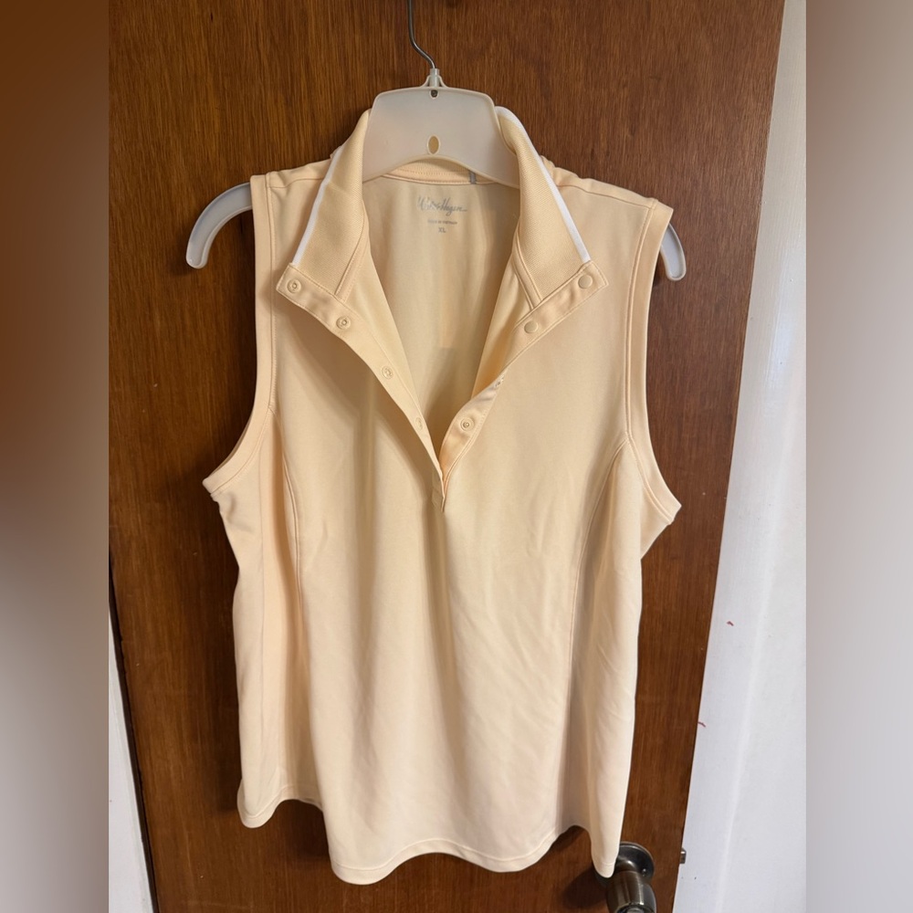 New With Tags, Size XL Clubhouse Sleeveless Mock Polo Lemon Cream
